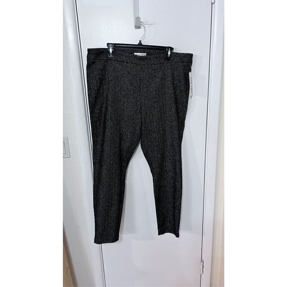 NANETTE LEPORE WOMEN PANT LEGGINGS BLACK SILVER SPECKLE SZ XL NEW - Picture 2 of 11